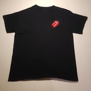 Rolling Stones Tongue Logo Embroidered T-Shirt Mens Large Black Music Band Tee
